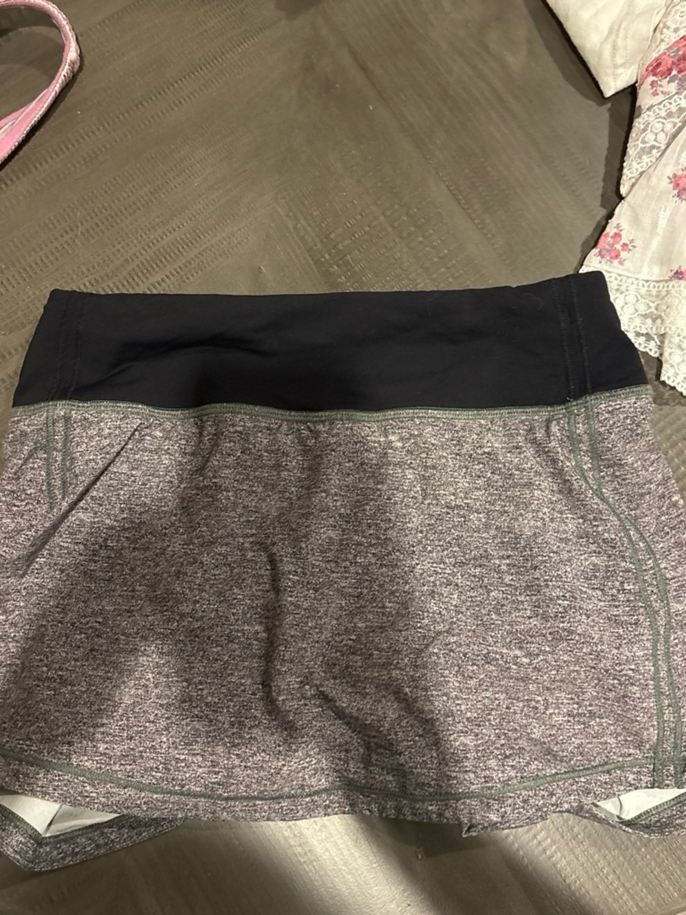Lululemon Athletic Skort with Contrast Waistband in Heathered Gray and Black